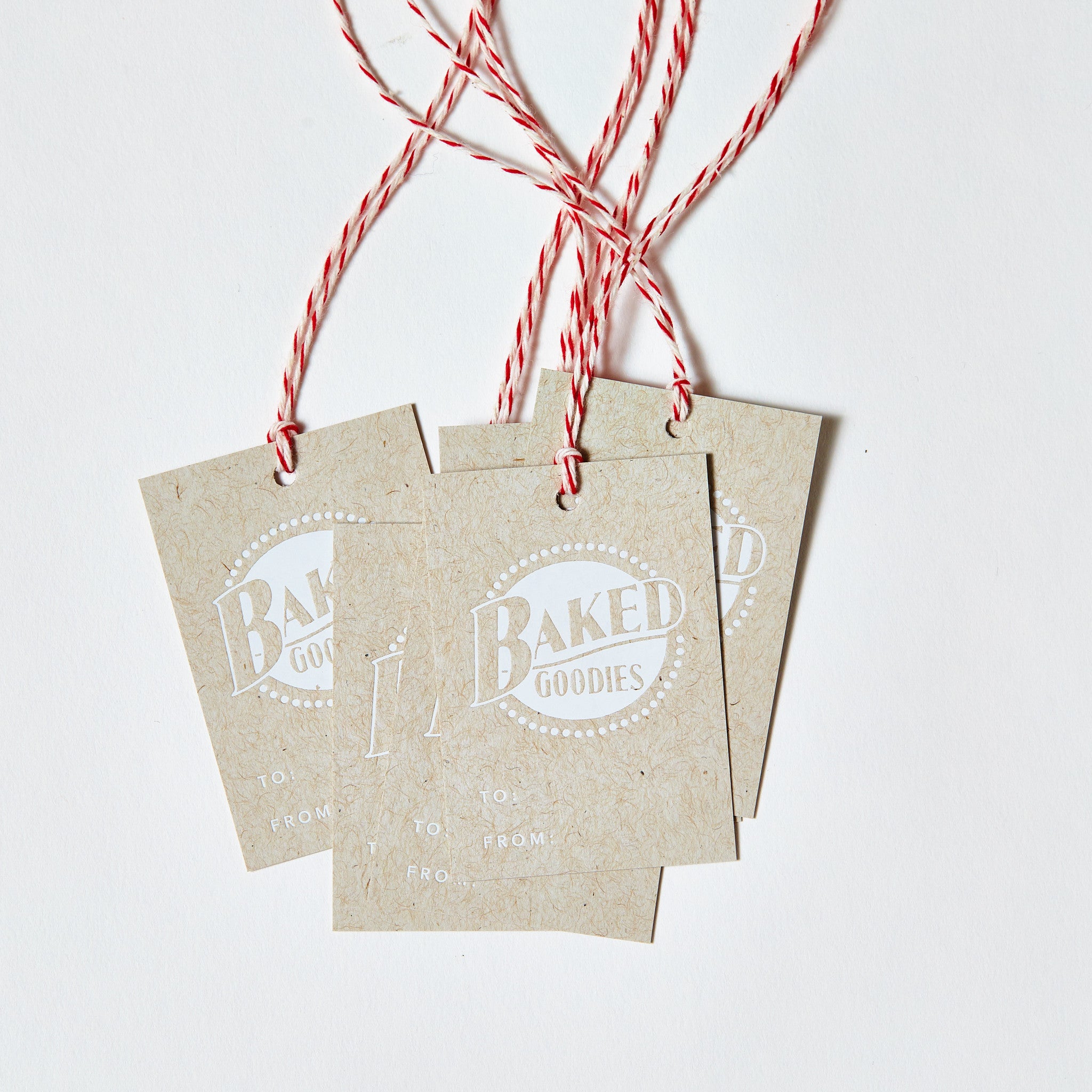 Set of 6, White Foil Printed Gift Tags - Baked Goodies